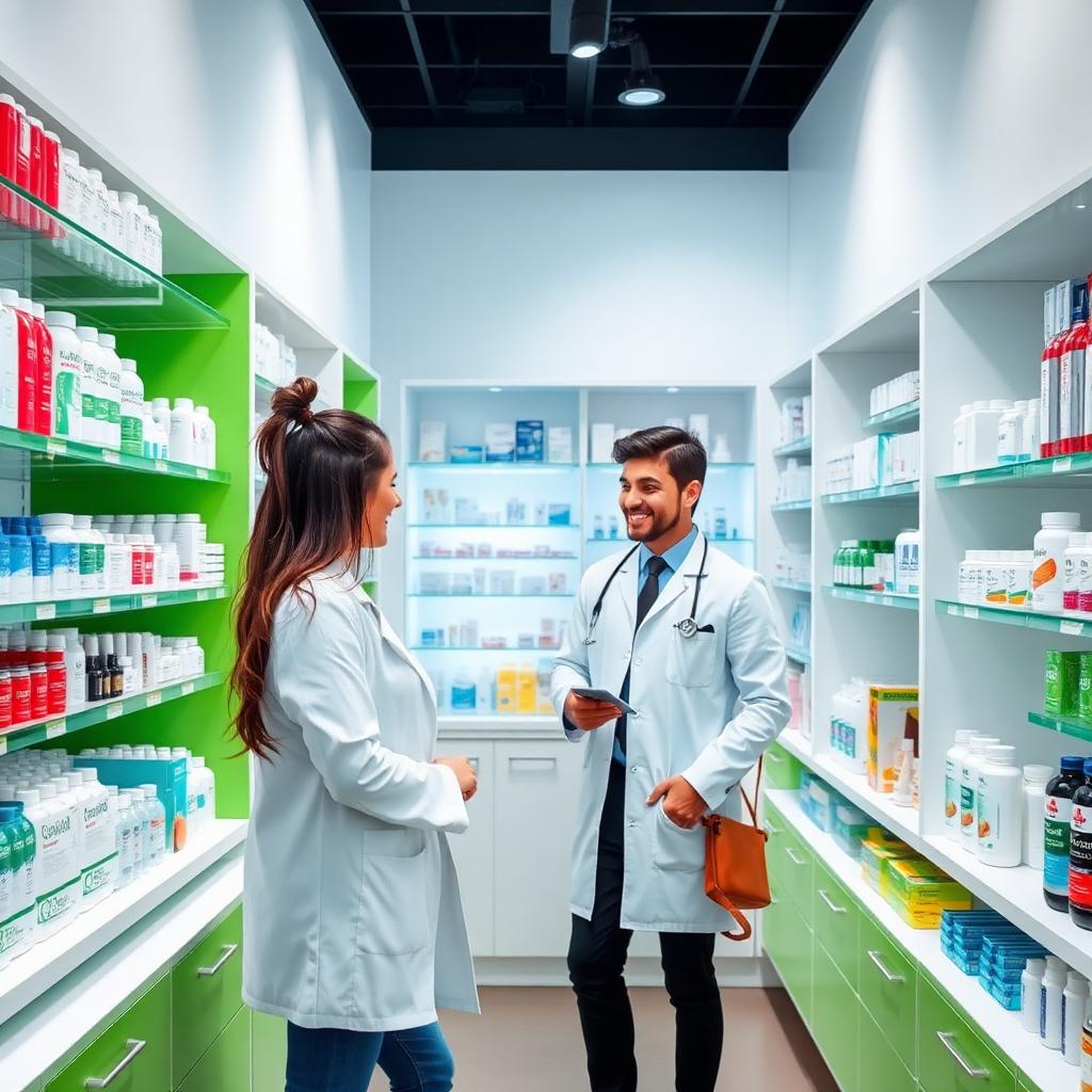 Farmácia moderna e organizada com atendimento farmacêutico
